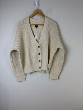 GAP Cream Ribbed Cardigan NWT